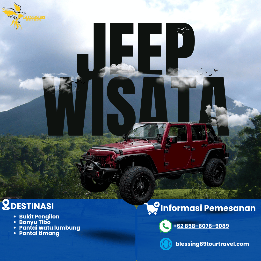 Paket Jeep wisata  Bukit Pengilon-Banyu Tibo-Pantai watu lumbung-Pantai timang